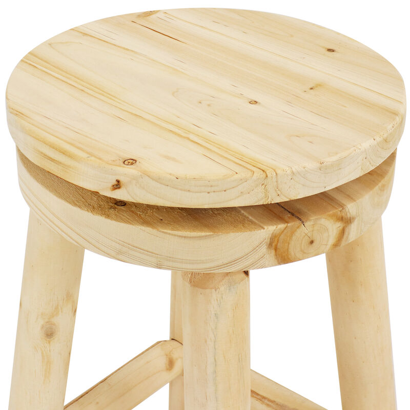 Sunnydaze Rustic Unfinished Fir Wood Indoor Swivel Counter-Height Stool image number 3