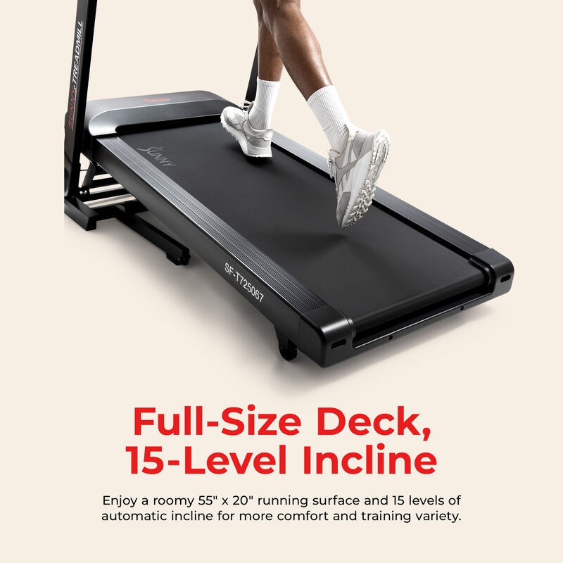 Sunny Health & Fitness Platinum Smart One-Click Fold Wi-Fi Treadmill with Auto Incline and SunnyFit App for Trainer-Led Workouts & Performance Tracking image number 4