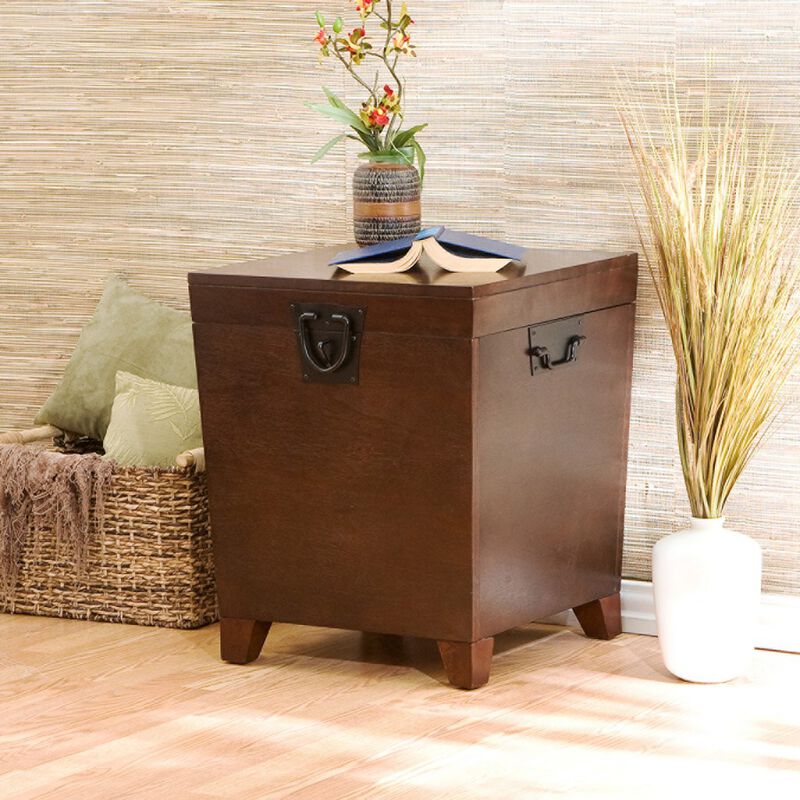 Hivvago 24 Inch  Brown Solid Wood And Manufactured Wood Square End Table