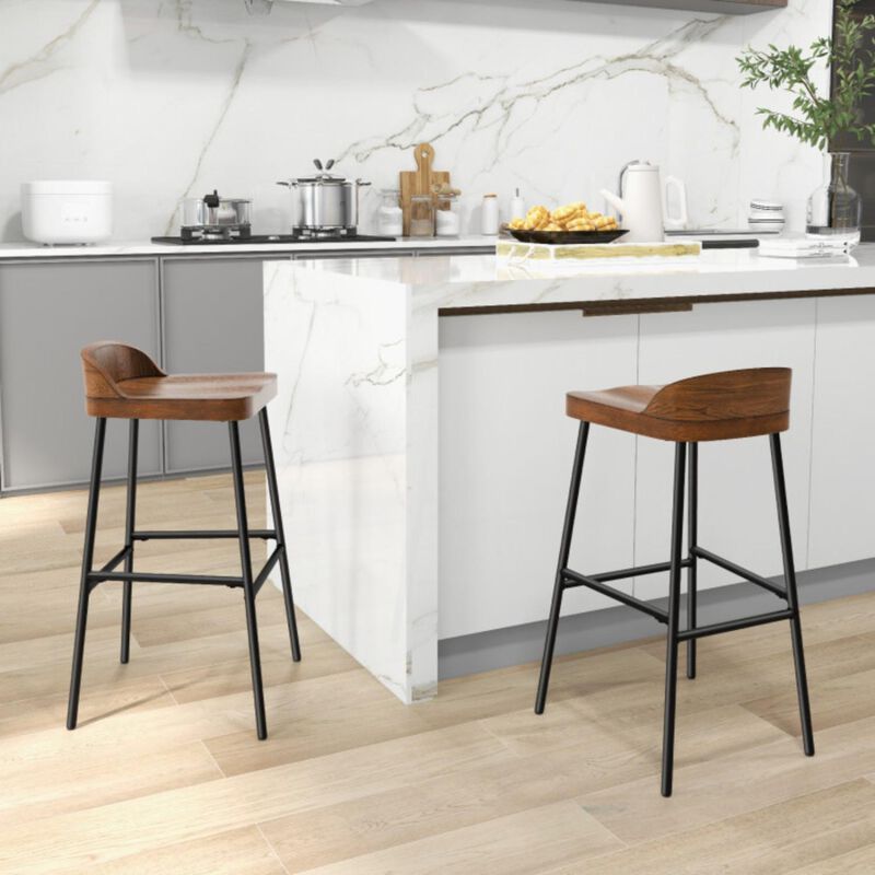 Hivvago 29 Inch Industrial Bar Stools with Low Back and Footrests