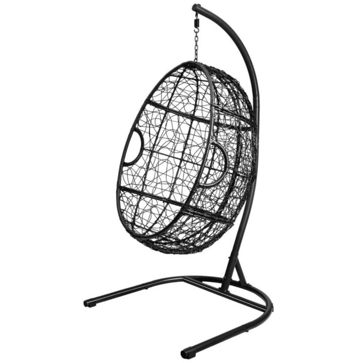 Hanging Cushioned Hammock Chair with Stand -Gray