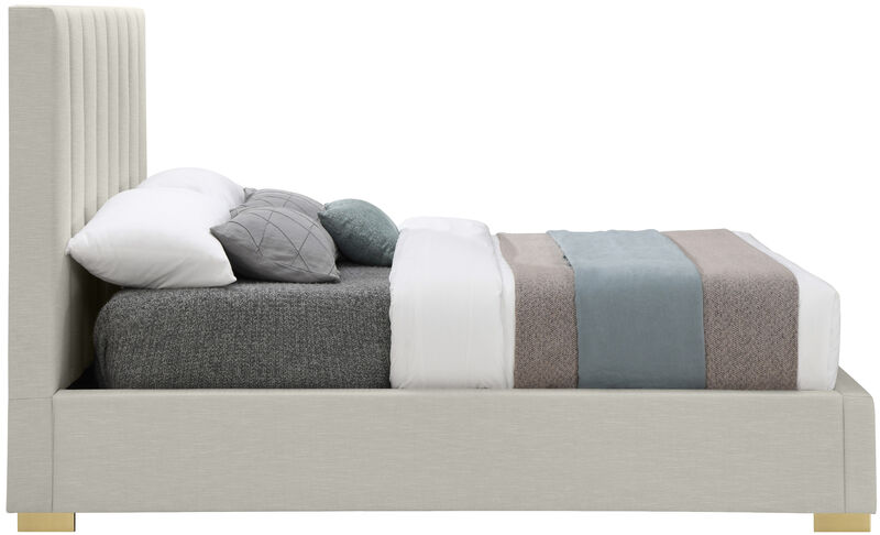Meridian Furniture Pierce Beige Linen Textured Fabric Queen Bed image number 8