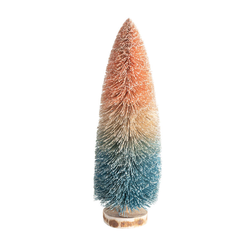 Sisal Bottle Brush Tree with Wood Base, Pink to Blue Ombre image number 0