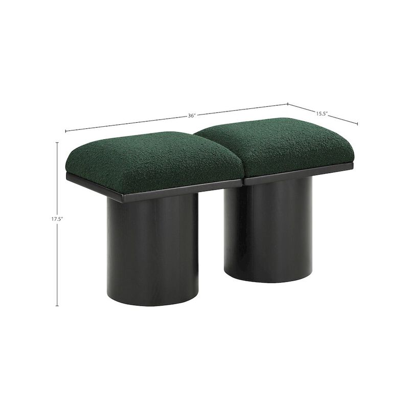Meridian Furniture Pavilion Green Boucle Fabric Bench