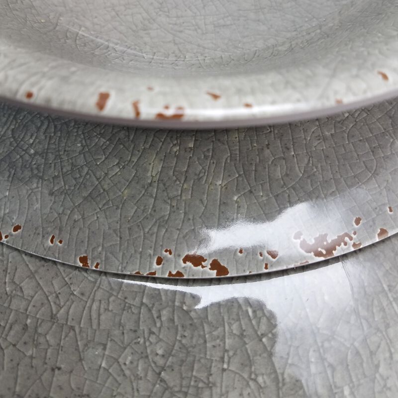 Studio California Mauna 12 Piece Dinnerware Set in  Gray Crackle Look Decal