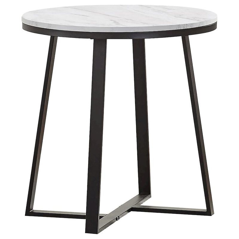 Coaster Hugo 2-piece Coffee and End Table Set White Faux Marble