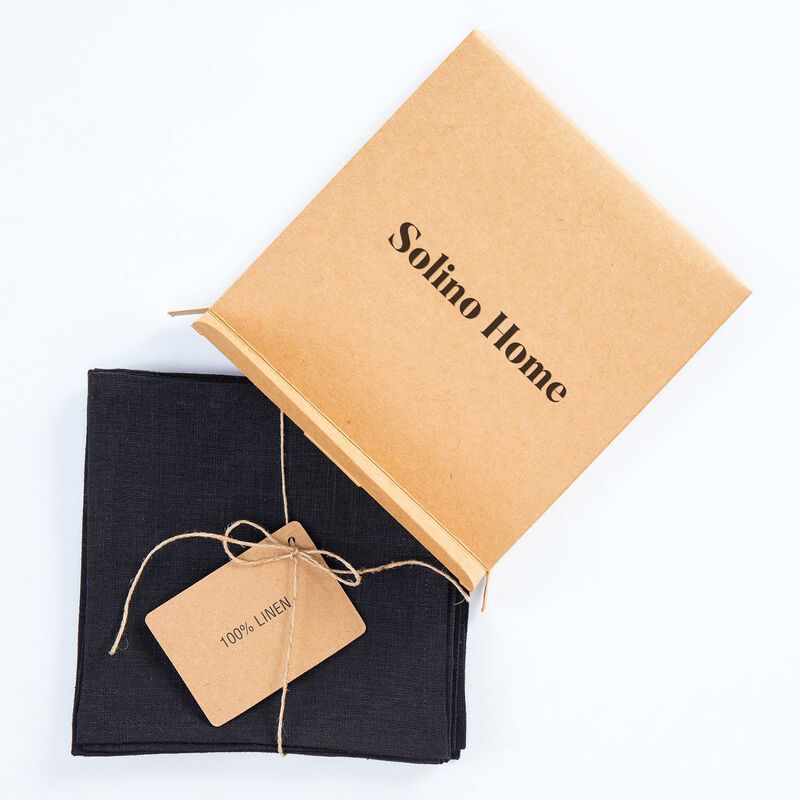 Solino Home Fete 100% Linen Cocktail Napkins &ndash; Set of 12, 6 x 6 in, Machine Washable, Holiday and Everyday Dining