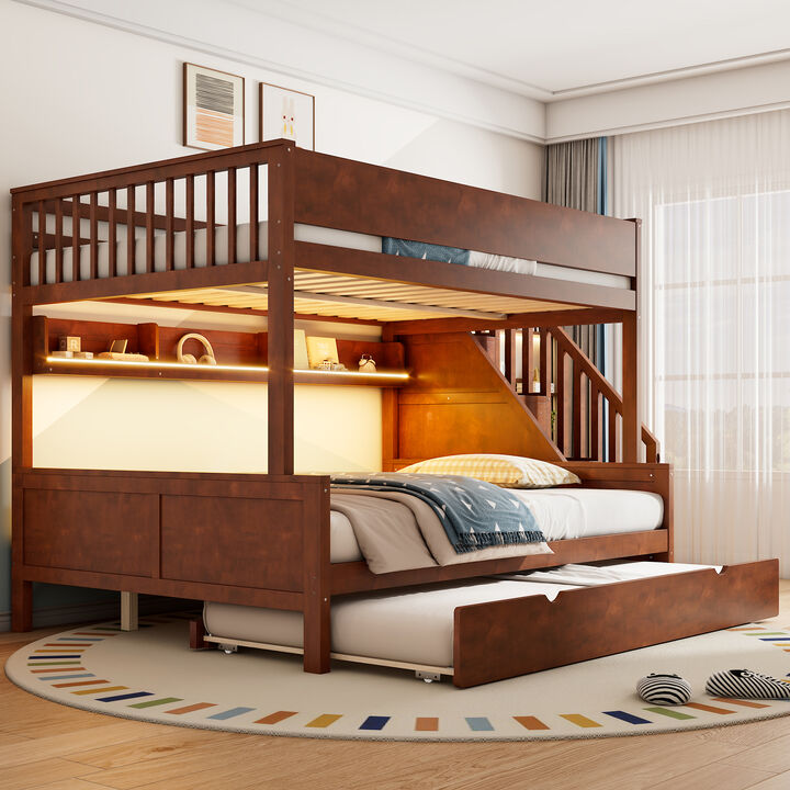 Merax Full XL over Queen Bunk Bed with Storage Staircase