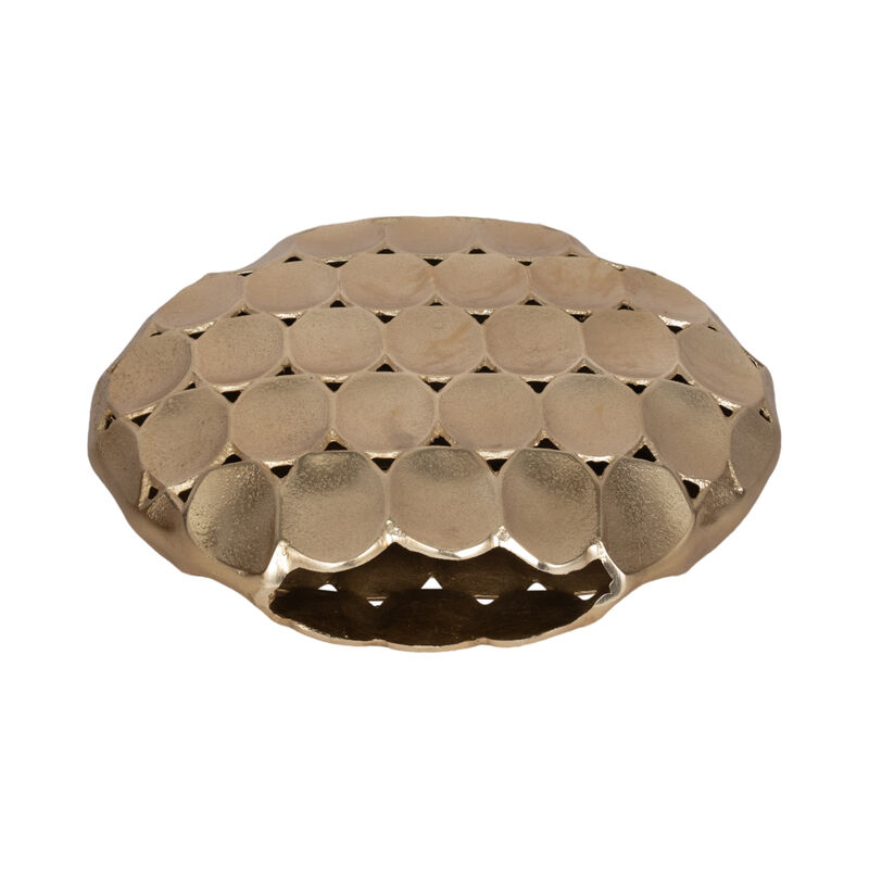 Metal 13" Oval Vase, Champagne image number 5