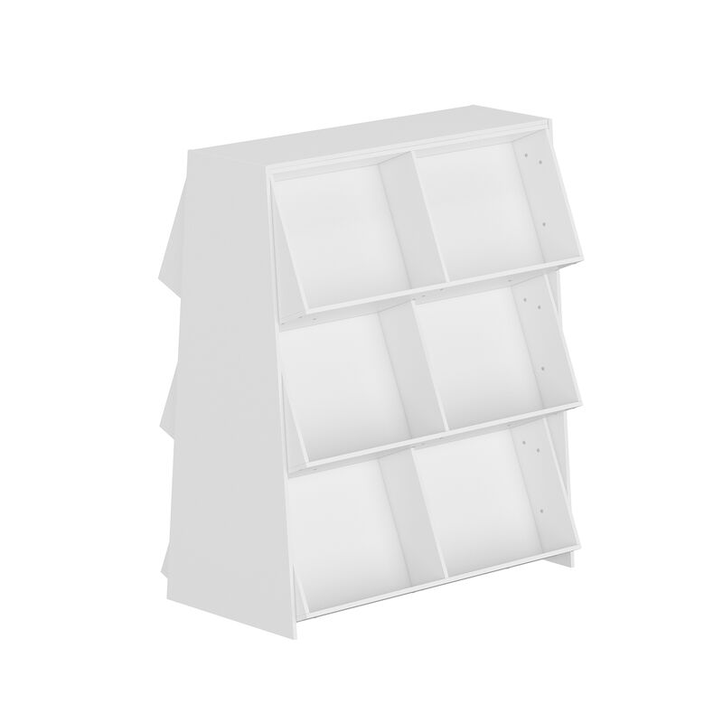 FUFU&GAGA Bookshelf with Contemporary Design, 6 Compartments, Durable Composite Material, (39.4" W x 11.8" D x 47.2" H), White