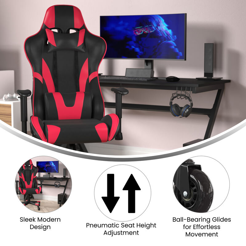 X20 Gaming Chair Racing Office Computer PC Adjustable Chair with Reclining Back and Transparent Roller Wheels in   LeatherSoft