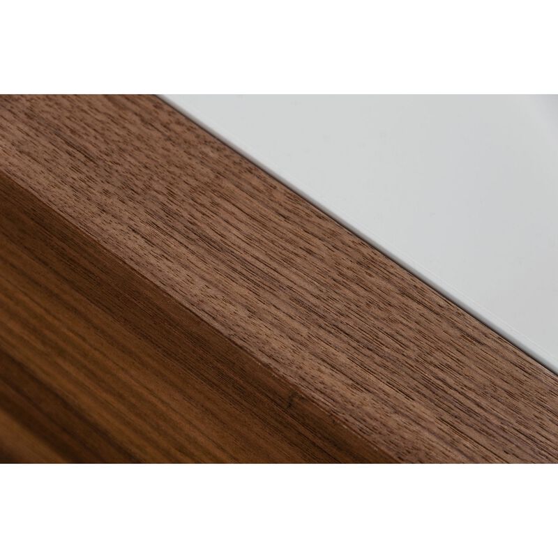 Cid 39 Inch Modern Wood Coffee Table, Puzzle Top Storage, White, Walnut-Benzara