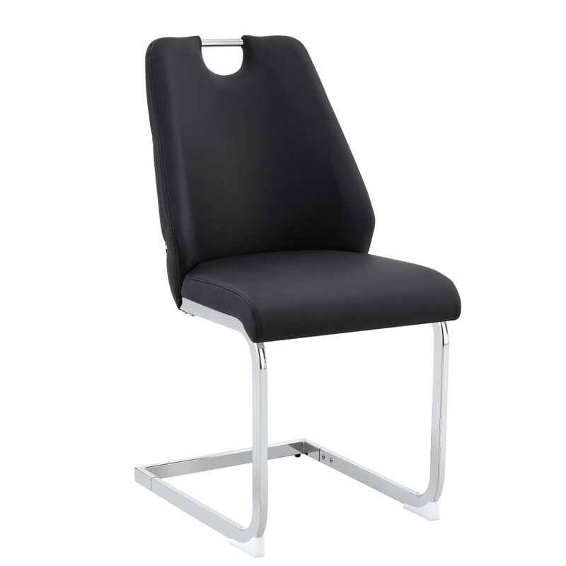 Set of 4 PU leather dining chairs rectangular high back solid back dining chair with pull ring modern kitchen dining chairs wipe clean image number 5