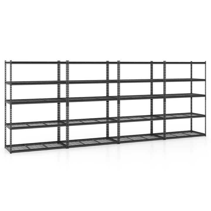 Set of 4 Heavy-Duty 5-Tier Metal Shelves with Adjustable Wire Racks for Storage
