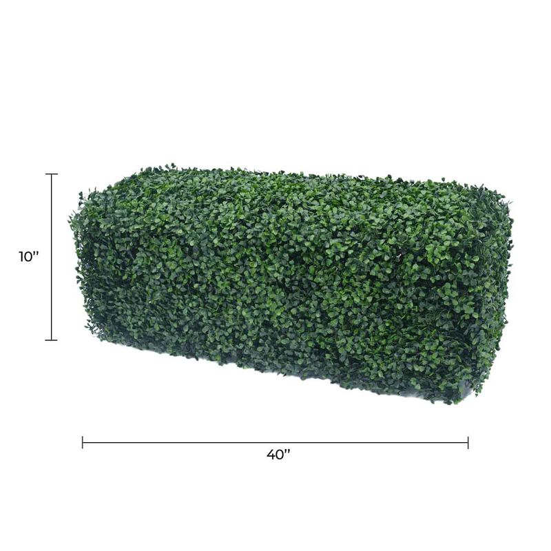 Dark Artificial Boxwood Hedge 40"L x 10"H Commercial Grade UV Resistant image number 1
