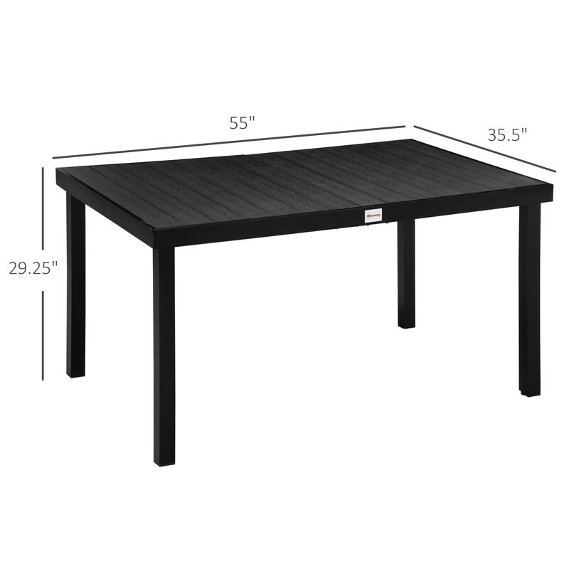Black Outdoor Dining: Rectangular Aluminum Patio Table for 6
