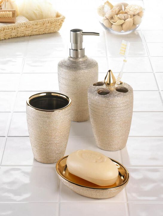 Actifo Golden Shimmer Porcelain Bath Set