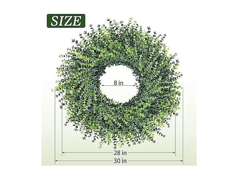 28 Inch Large Boxwoods Door Wreaths Front Spring Summer Outside All Season Green image number 3
