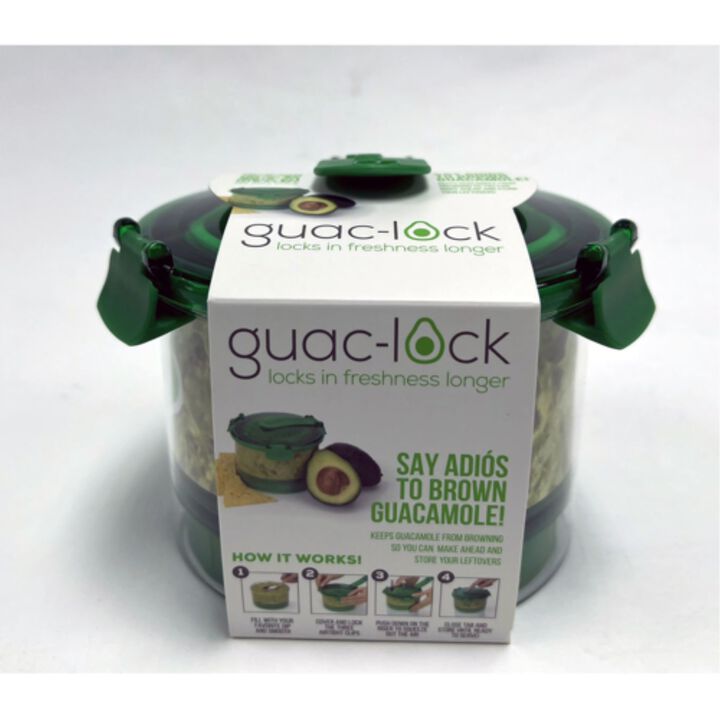 Guac-Lock Container White, Green/Clear