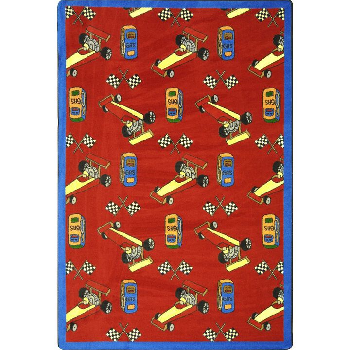 Joy Carpets Playful Patterns Pit Stop 3'10 x 5'4 Area Rug in Color Red