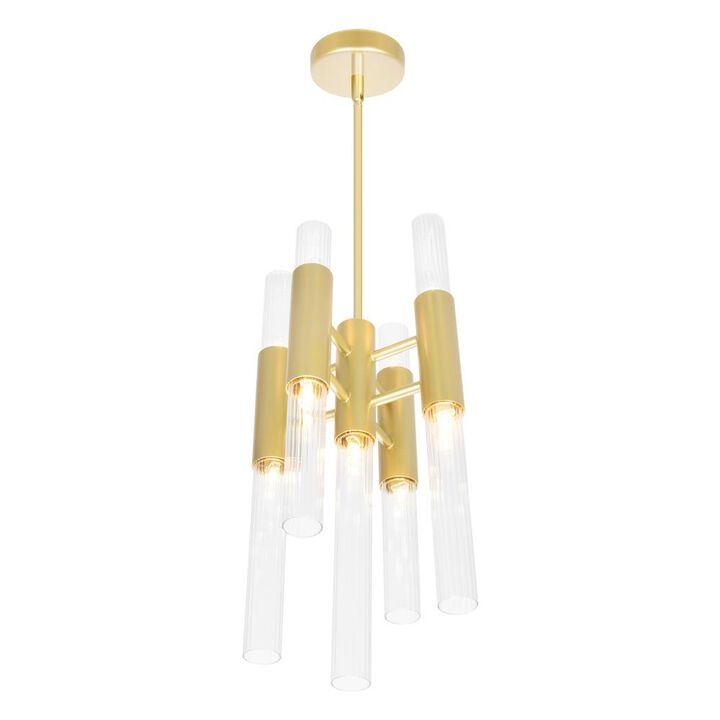 Orgue 9 Light Mini Pendant With Satin Gold Finish