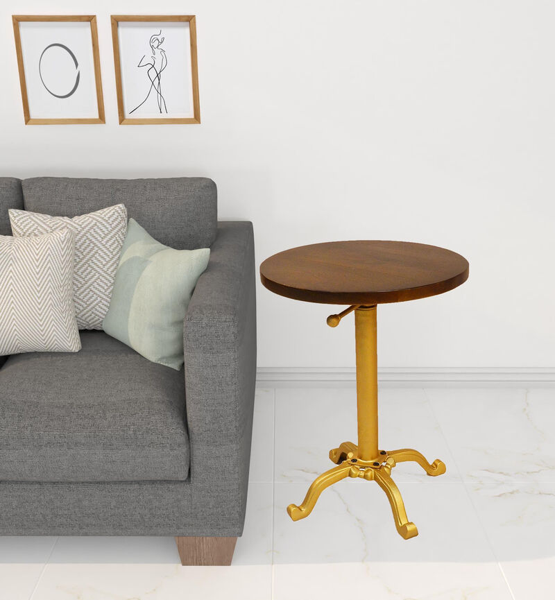 Rustic Round End Table in Solid Wood, Stylish Accent for Home Interiors