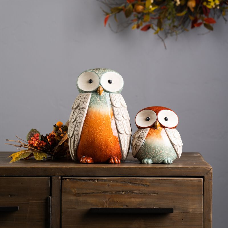 Set of 2 Decorative Owl Statues for Garden, Yard, and Outdoor Décor
