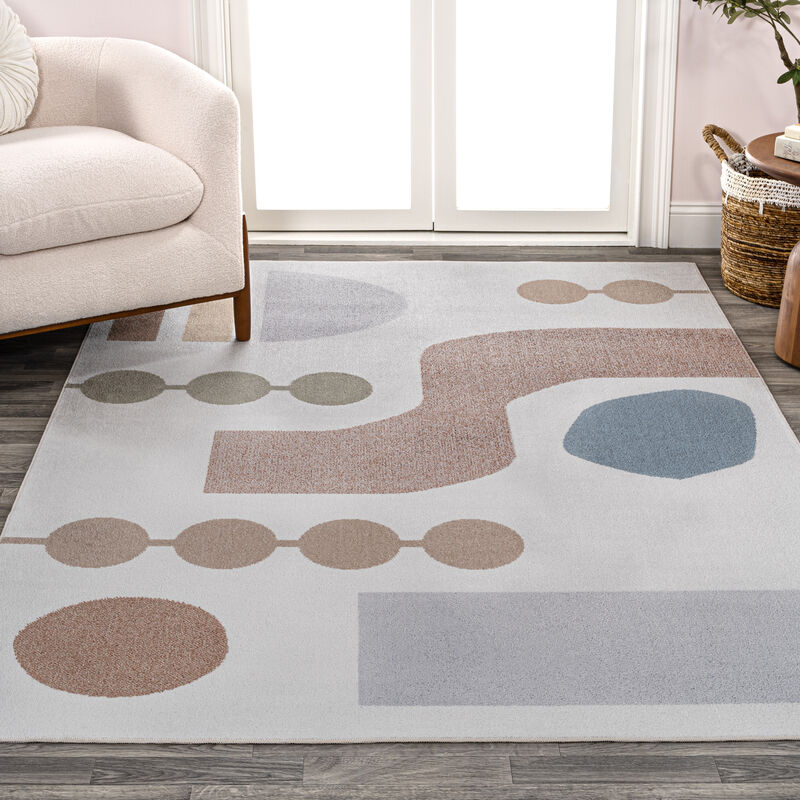 Riley Abstract Coastal Contemporary Machine-Washable Area Rug