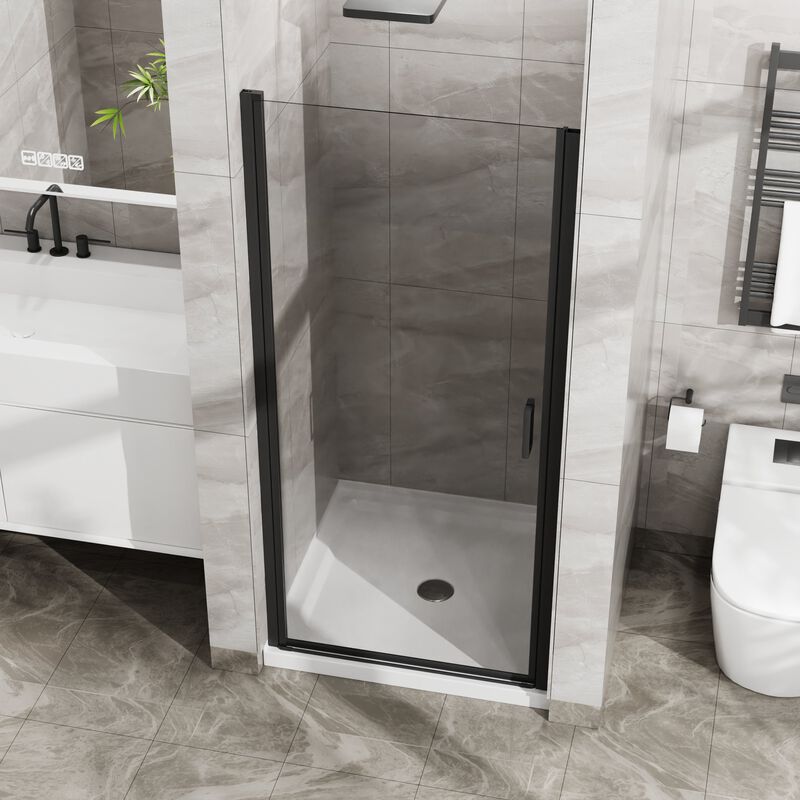 Silver & White Bathroom Shower Combo, 90&deg; Pivot Door and Non-Slip Base with PVC Support