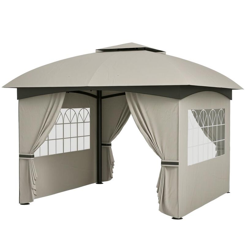 Hivvago 11x11 Double Tier Gazebo with Church Windows image number 0