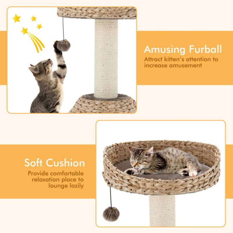 Hivvago 28 Inches Hand-Made Cat Tree Tower with Jump Platform