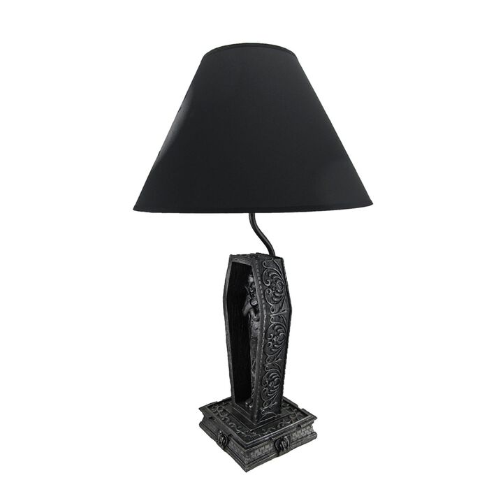 Dark Dawning Vampire In The Coffin Black Table Lamp And Fabric Shade