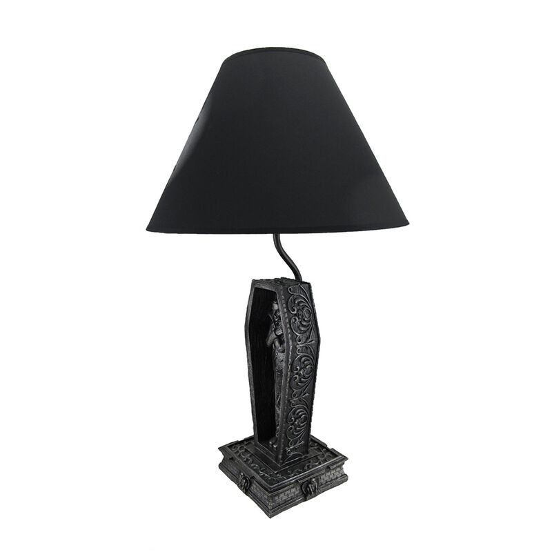 Dark Dawning Vampire In The Coffin Black Table Lamp And Fabric Shade image number 1