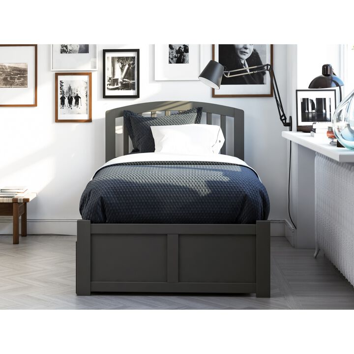 Richmond Twin Extra Long Bed with Footboard and Twin Extra Long Trundle in Grey