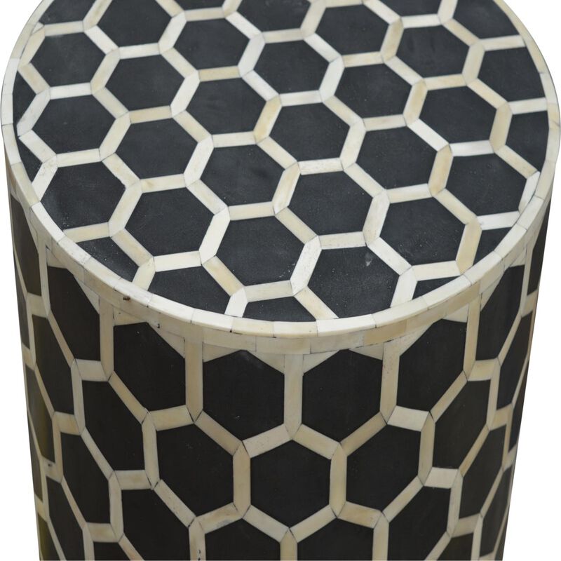 Artisan Furniture Solid Wood Bone Inlay Occasional Stool , Brown image number 2