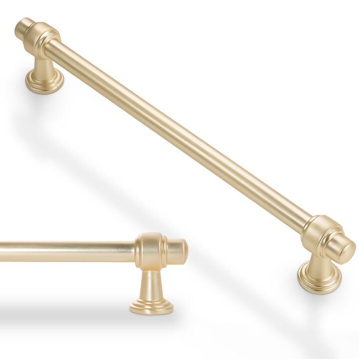 BUKOBYHE 10 Pack 7-1/2 Inch Kitchen Cabinet Handles Brushed Brass Cabinet Pulls Zinc Alloy Drawer Pulls Solid Kitchen Hardware