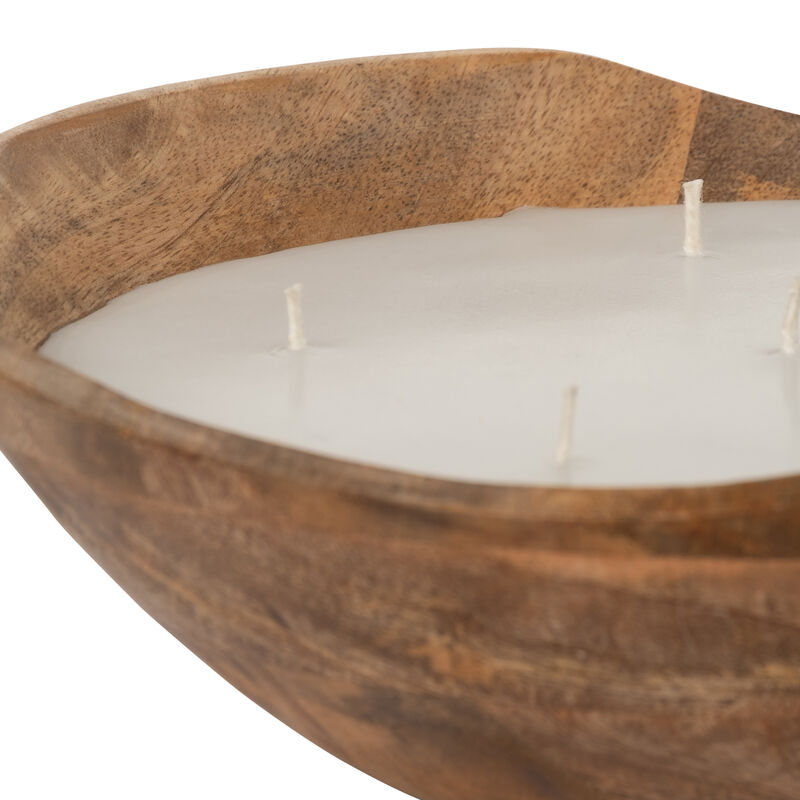 9" 14 Oz Vanilla Curvy Wood Bowl Candle