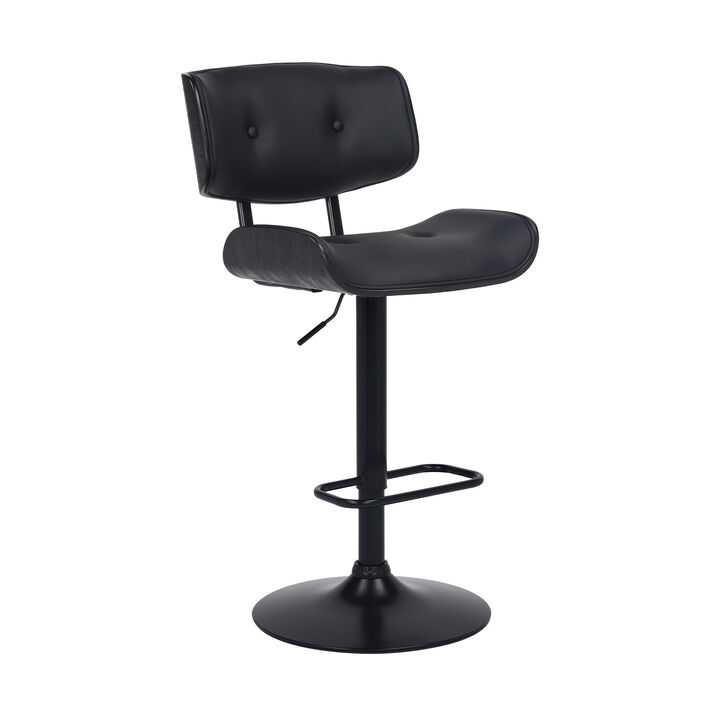 Hivvago 25 Inch Black Iron Swivel Adjustable Height Bar Chair