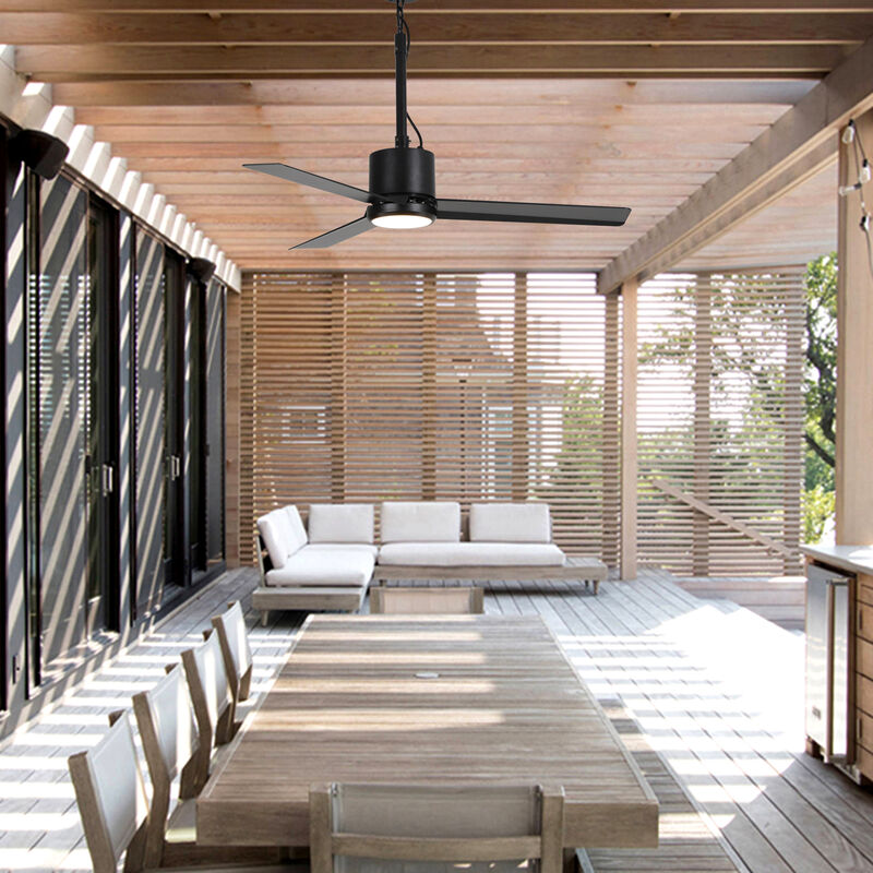 42" Modern Black Waterproof Wet Outdoor Gazebo Hook Ceiling Fan with Light and Plug in