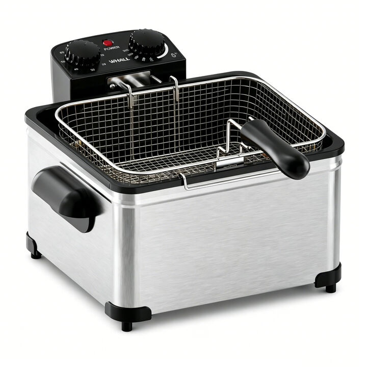 WHALLULTRA 5.3QT Electric Deep Fryer, 1700W Stainless Steel Oil Fryer with Triple Baskets, Adjustable Temperature,Perfect for Family Meals and Parties