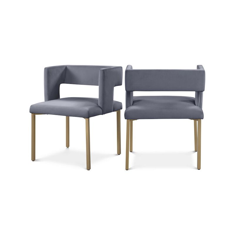 Meridian Furniture Caleb Grey Velvet Dining Chair, Set of 2