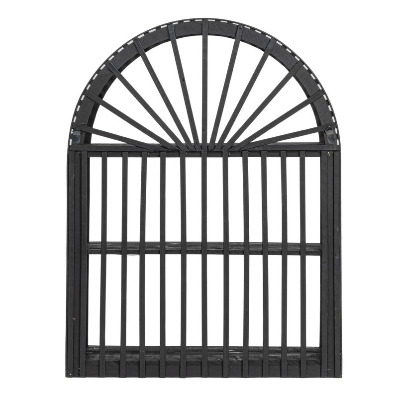 Arched Bamboo and Wood Wall Shelf, Black image number 3