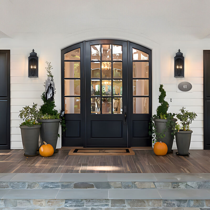 22.5 in. 3-Light Outdoor Wall Lantern in Sand Black with Clear Glass image number 7
