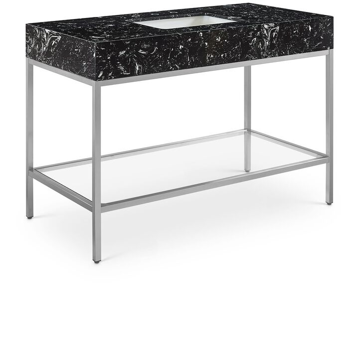 Meridian Furniture Marmo Black Engineered Marble Bathroom Vanity