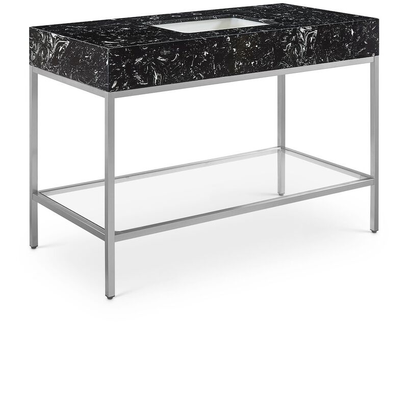 Meridian Furniture Marmo Black Engineered Marble Bathroom Vanity