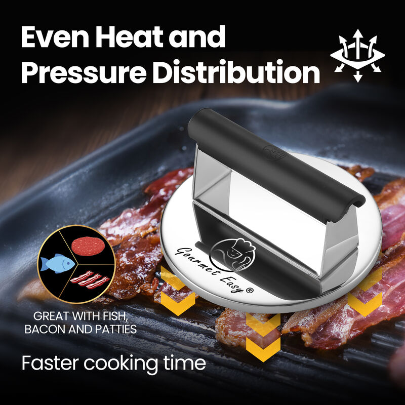 2lb Smash Burger Press Stainless Steel, Burger Smasher for Griddle Heat Resistant Handle, Hamburger Press