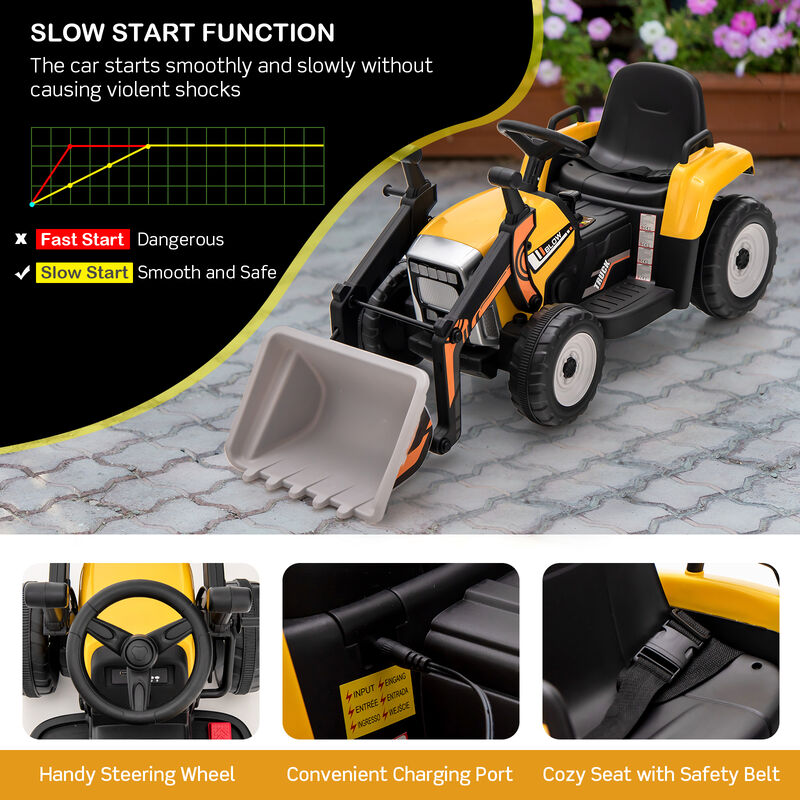 Battery Powered Kids Excavator Ride On Toy with Adjustable Arm and Shovel Bucket-yellow image number 7