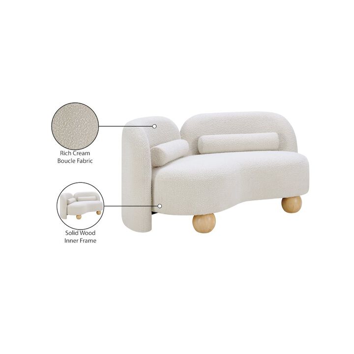 Meridian Furniture Daphne Cream Boucle Fabric Loveseat