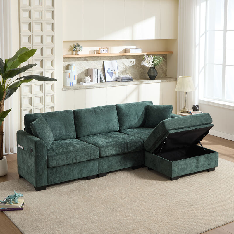 Bomzik Modern Storage Sectional Sofa with Dual USB image number 2