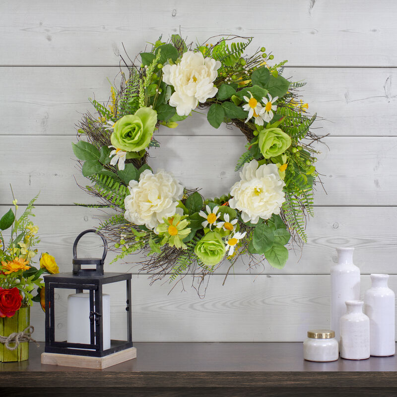 Mixed Floral Artificial Spring Wreath  22-Inch image number 1